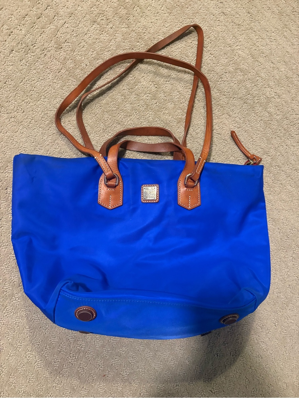 Dooney & Bourke Royal Blue Tote with Brown Leather Trim